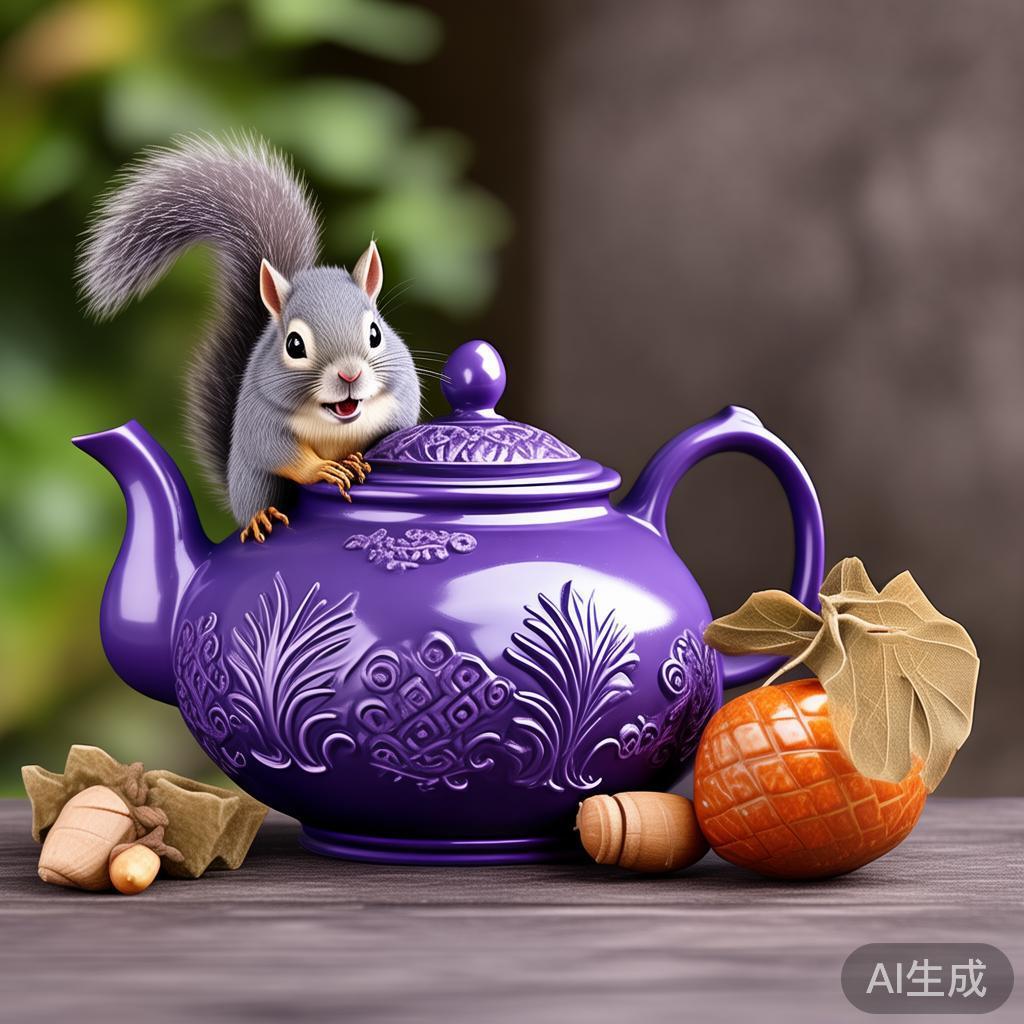 宜兴紫砂壶 丰收 松鼠