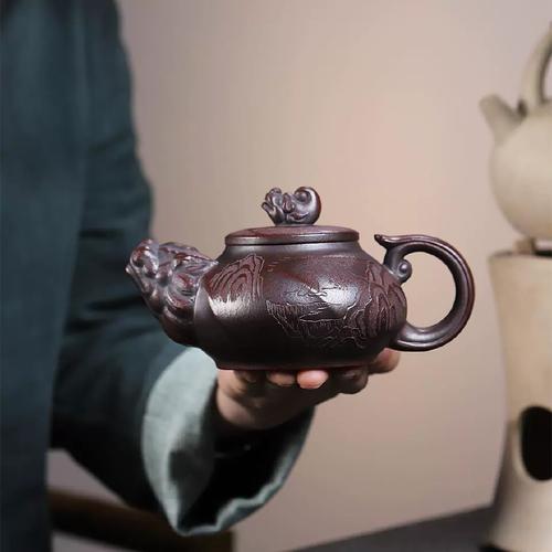 龙头紫砂壶，龙头会动