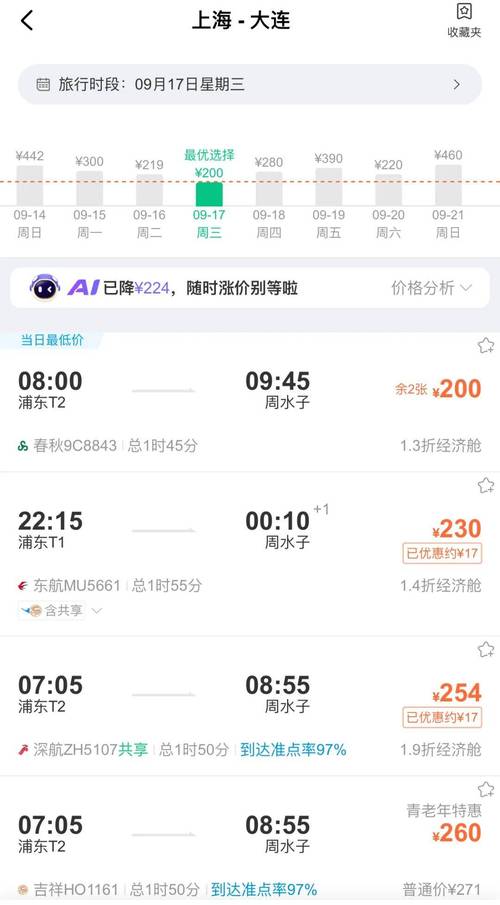 大连至成都机票价格和时刻表