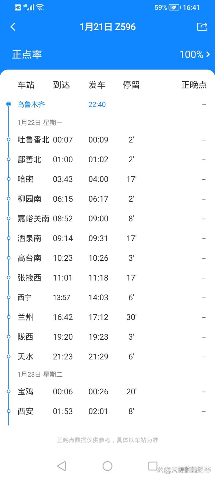 上海到乌鲁木齐火车时刻表