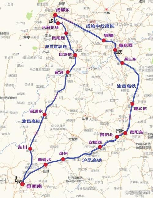 昆明到成都高铁途经哪些地方