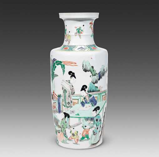 清代描金五彩仙女瓷器