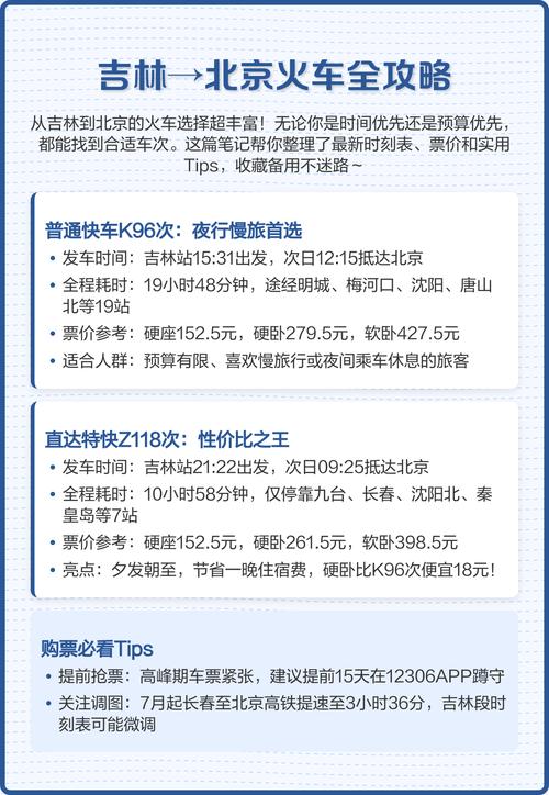 吉林到北京的火车时刻表