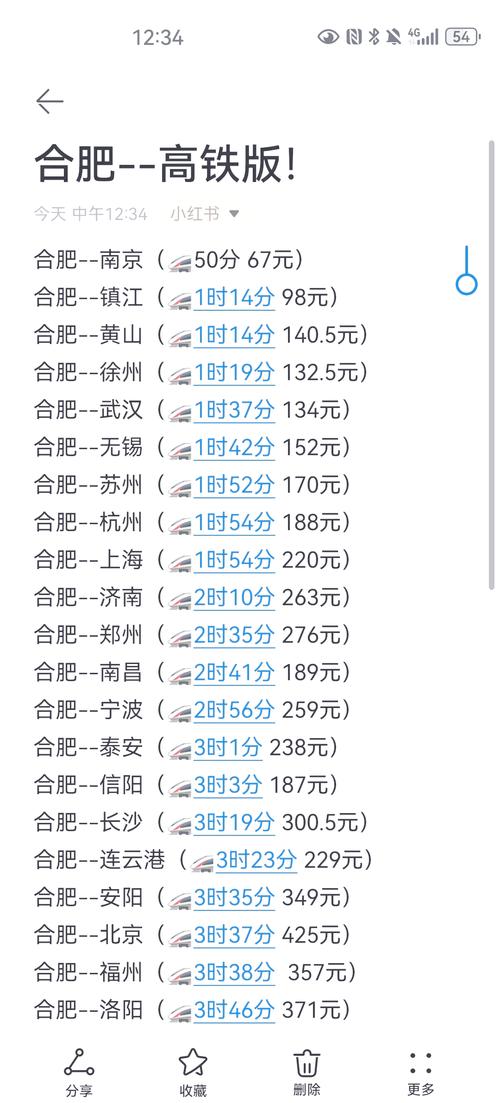 北京到合肥的高铁时刻表