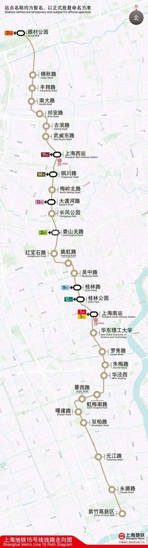 北京地铁15号线线路图