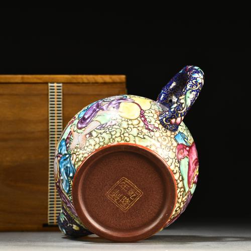 老安顺制紫砂壶珐琅彩