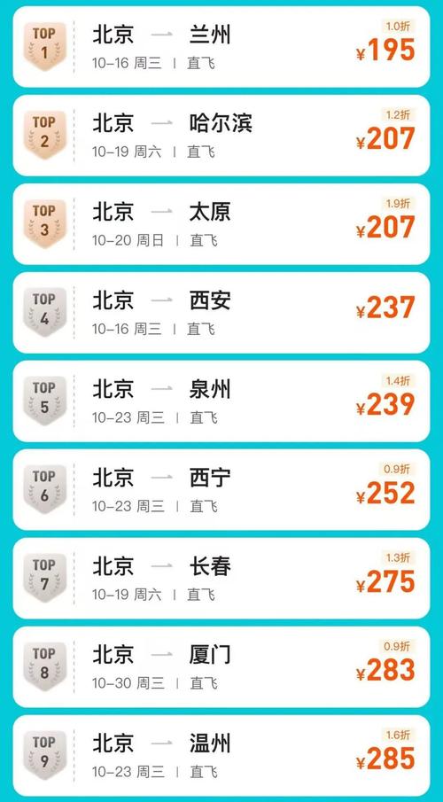 长沙到北京航班时刻表