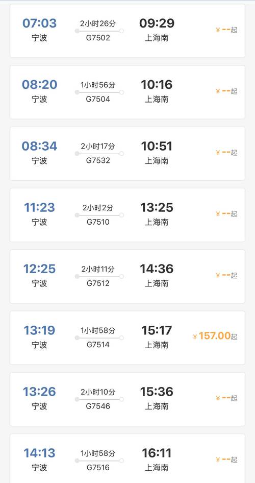 上海虹桥到宁波的高铁