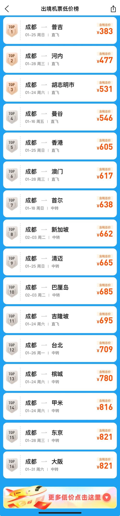 长春到成都机票价格查询