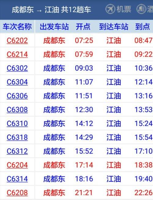 成都东到北海动车时刻表