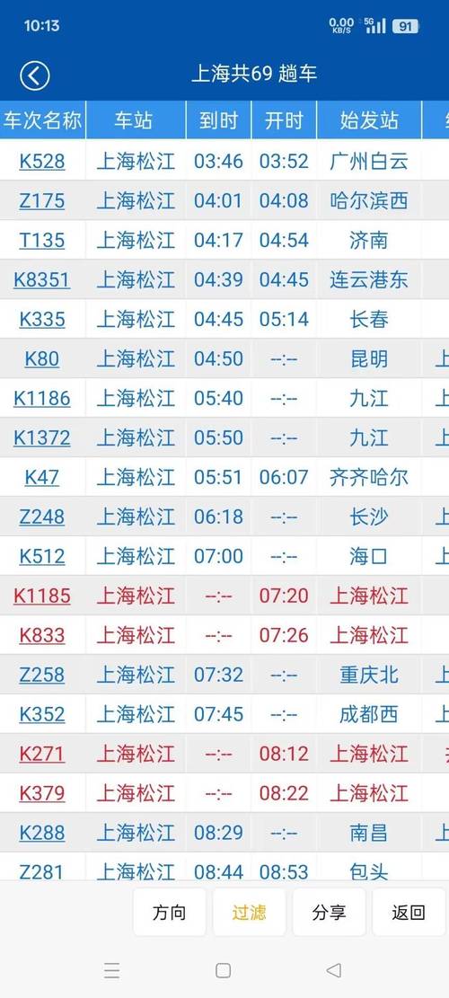 去上海的高铁车次查询