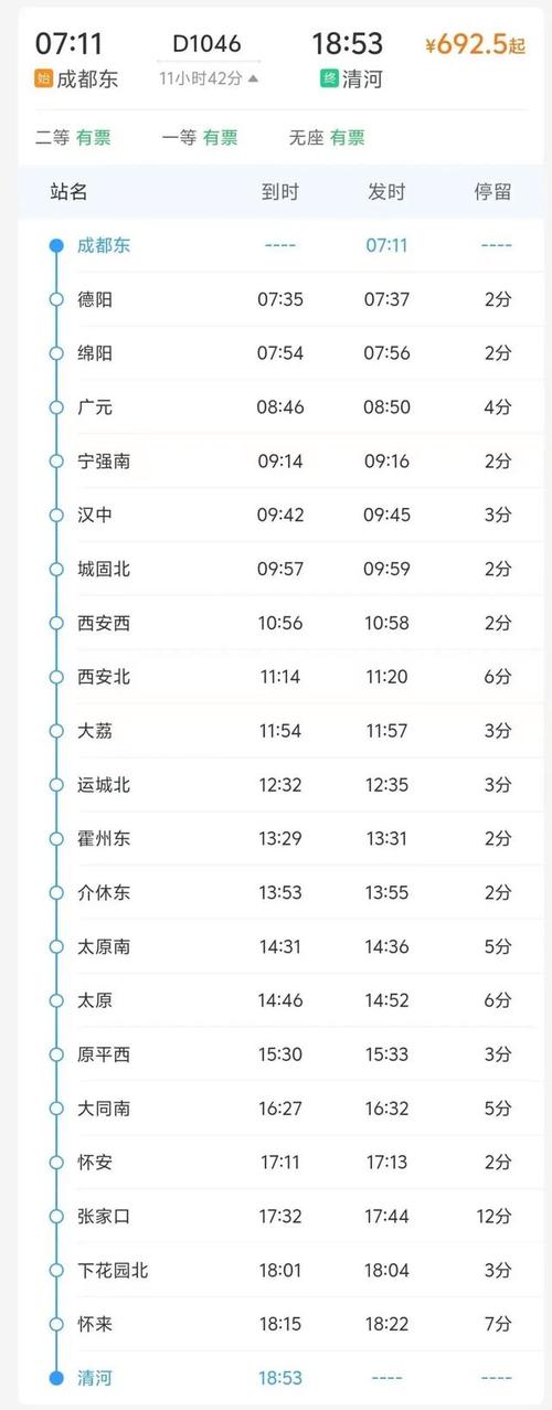 成都到万善动车时刻表